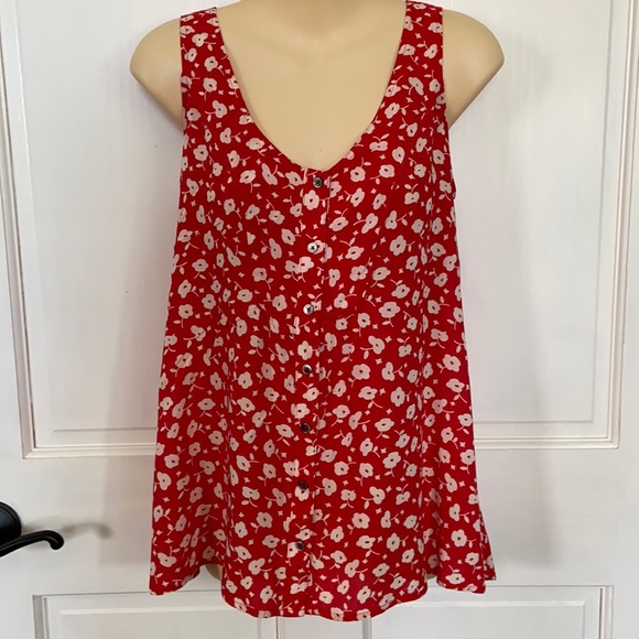 Mauve Tops - Maeve Anthropologie Sleeveless Red Floral Top Sz 0